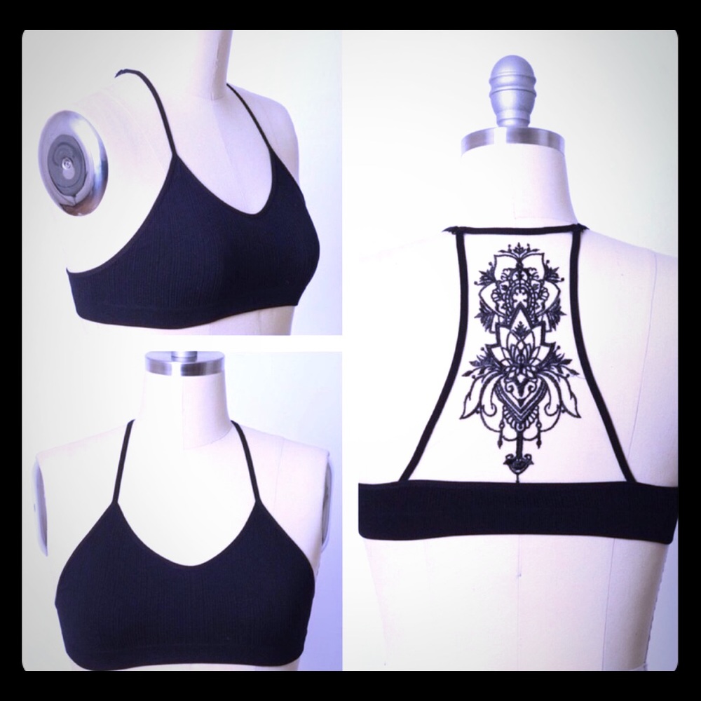 Black boho Razorback bralette - Picture 2 of 5